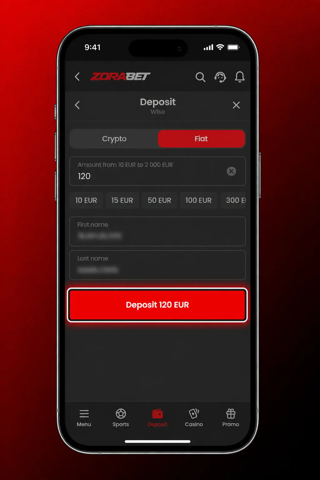 ZoraBet sportsbook interface showing five steps to place a first bet on football basketball tennis and esports markets