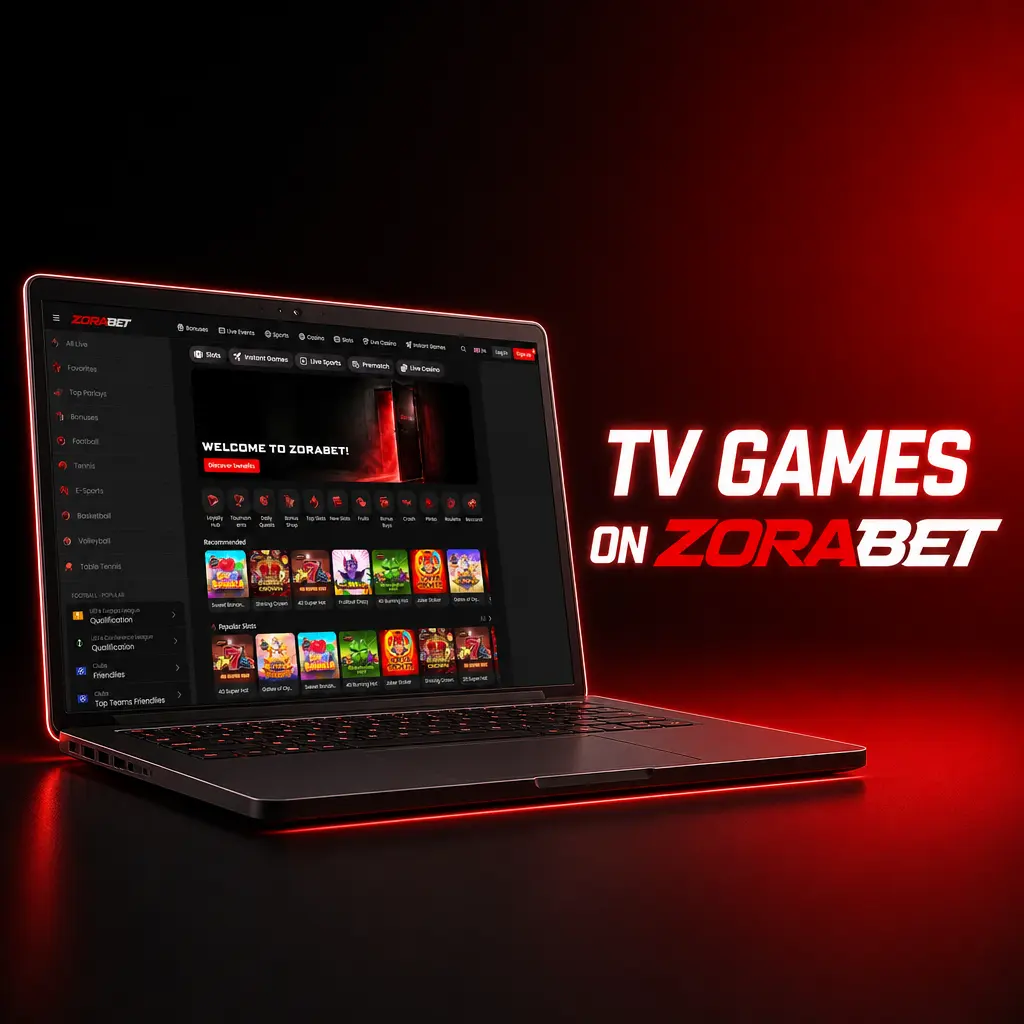 ZoraBet TV Games section featuring Wheel Games, Lottery Shows, Keno TV, Bingo, and Live Game Shows